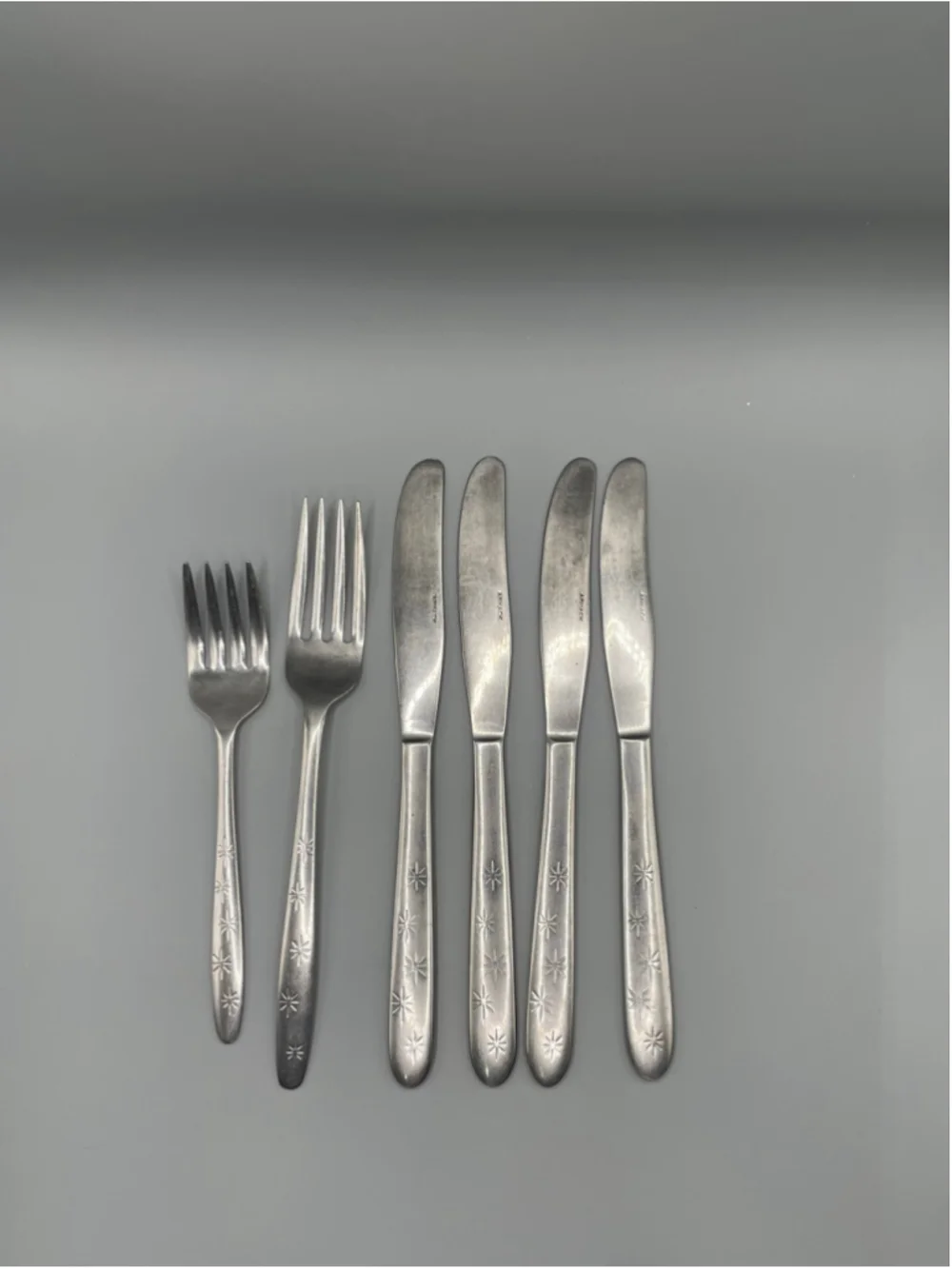 Armack Stainless Steel Flatware Set Silver Starburst Vintage MCM
